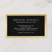 ブラックレザー金ゴールドラベル企業のプロフェッショナル 名刺 (裏面)