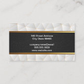 ブラックレザー金ゴールド |白い幾何学的な三角形 名刺 (裏面)