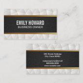 ブラックレザー金ゴールド |白い幾何学的な三角形 名刺 (正面/裏面)