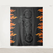 ブラックレザー オレンジ フレーム バイクパーティー タペストリー (正面)