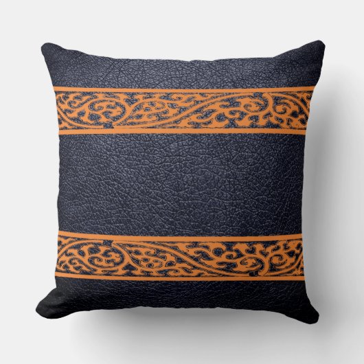 ブラックレザー クッション (正面)