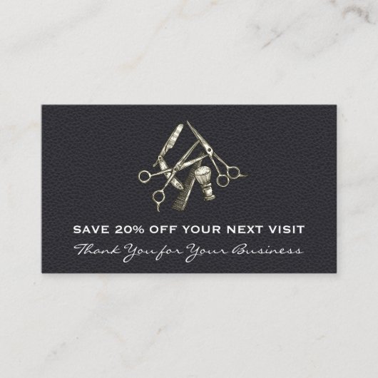 ブラックレザー | サロン椅子 | 割引ロイヤリティ 名刺 (正面)