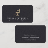 ブラックレザー | サロン椅子 | 理容師店 名刺 (正面/裏面)