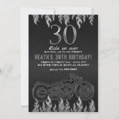 ブラックレザー シルバー バイク 30歳の誕生日おめでとう 30回目の誕生日 招待状 (正面)