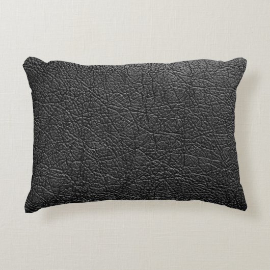 ブラックレザー：シームレスなクローズアップのテクスチャ。 アクセントクッション (正面)
