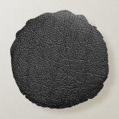 ブラックレザー：シームレスなクローズアップのテクスチャ。 ラウンドクッション (裏面)