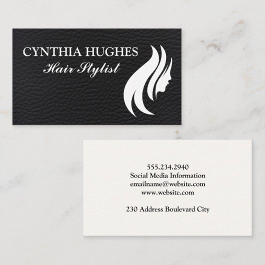 ブラックレザー | ヘアーロゴ 名刺 (正面/裏面)