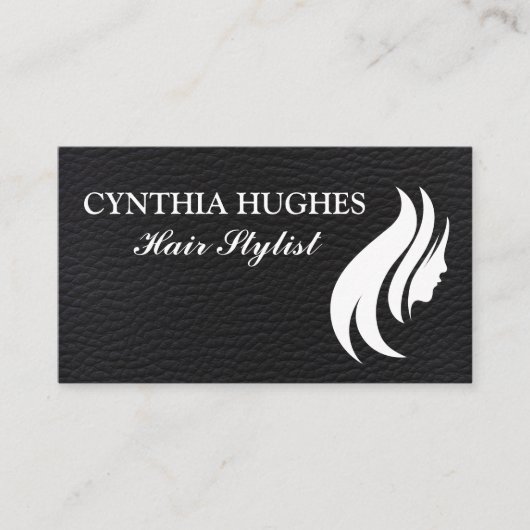 ブラックレザー | ヘアーロゴ 名刺 (正面)