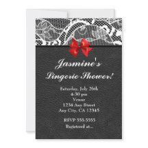 ブラックレザー&ホワイトレースランジェリー招待状