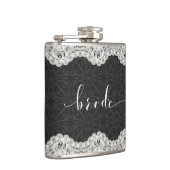 ブラックレザー、ホワイトレース&ブライドタイポグラフィ フラスク (右)