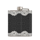 ブラックレザー、ホワイトレース&ブライドタイポグラフィ フラスク (裏面)