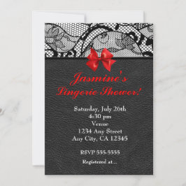ブラックレザー＆レースの下着シャワー招待状 招待状
