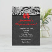 ブラックレザー＆レースの下着シャワー招待状 招待状 (スタンド正面)