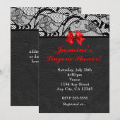 ブラックレザー＆レースの下着シャワー招待状 招待状 (正面/裏面)