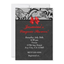 ブラックレザー&レースランジェリーシャワー招待状