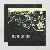 ブラックレザー&レース招待状 招待状 (正面/裏面)