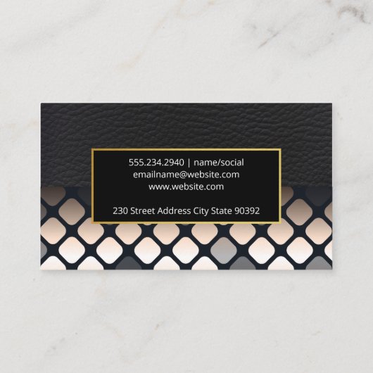 ブラックレザー |幾何学的パターン 名刺 (裏面)