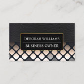 ブラックレザー |幾何学的パターン 名刺 (正面)