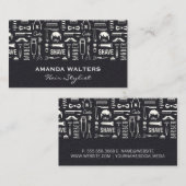 ブラックレザー | 美容師イラスト 名刺 (正面/裏面)