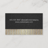 ブラックレザー |金ゴールドパターン線 名刺 (裏面)