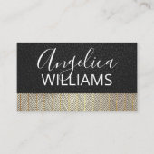 ブラックレザー |金ゴールドパターン線 名刺 (正面)