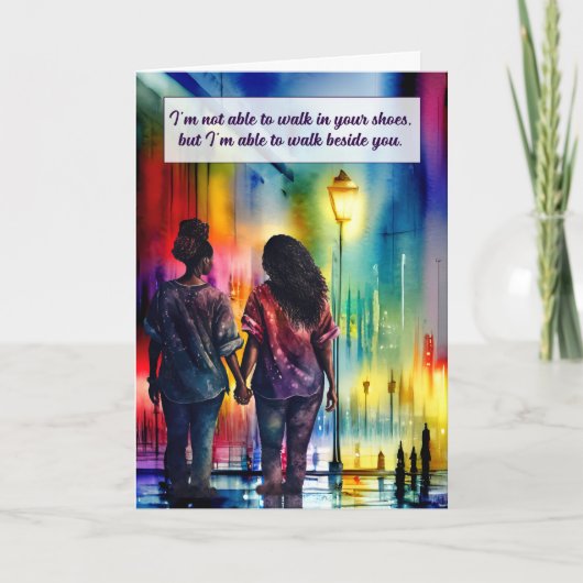 ブラックレズビアンカップル歩いてYouゲイレインボー カード (正面)