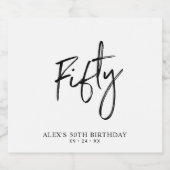 ブラックレタリングフィフティ |第50回バースデーパーティービール ビールラベル (シングルラベル)