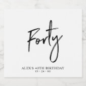 ブラックレタリングフォーティ | 40th誕生日パーティー ビールラベル (シングルラベル)