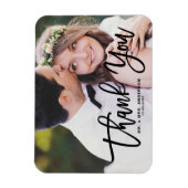 ブラックレタリングモダンフォト結婚ズ・サンキュー マグネット (縦)