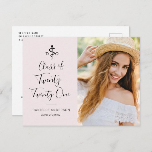 ブラックレタリングDO卒業発表 ポストカード (正面/裏面)