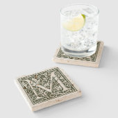 ブラックレターMヴィンテージフローラモノグラム ストーンコースター (横)