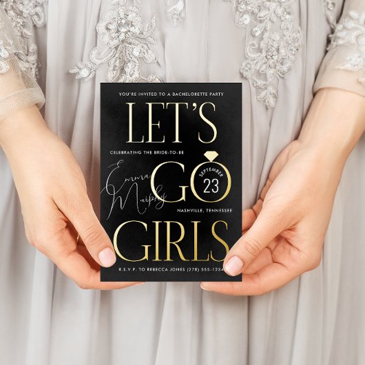 ブラックレッツゴーガールズバチェロレッテ 箔招待状ポストカード