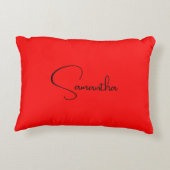 ブラックレッドあなたの名前ミニマリスト個人モダン アクセントクッション (裏面)