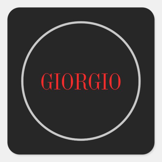 ブラックレッドあなたの名前ミニマリスト個人モダン スクエアシール (正面)