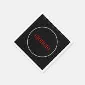 ブラックレッドあなたの名前ミニマリスト個人モダン スタンダードカクテルナプキン (角)