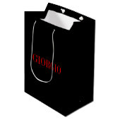 ブラックレッドあなたの名前ミニマリスト個人モダン ミディアムペーパーバッグ (正面アングル)