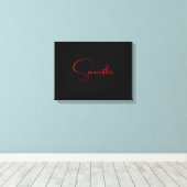 ブラックレッドあなたの名前ミニマリスト書モダン道 キャンバスプリント (インサイチュ (ウッドフロア))