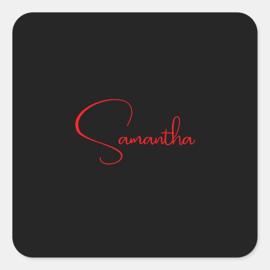 ブラックレッドあなたの名前ミニマリスト書モダン道 スクエアシール (正面)