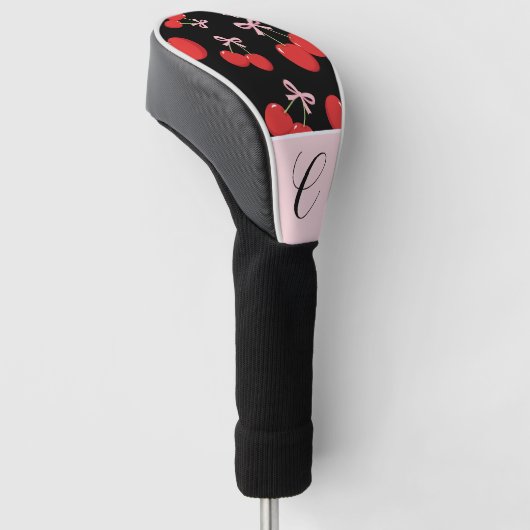 ブラックレッドさくらんぼピンクボウコケットコテージシック ゴルフヘッドカバー (アングル)