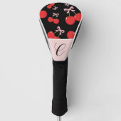 ブラックレッドさくらんぼピンクボウコケットコテージシック ゴルフヘッドカバー (正面)