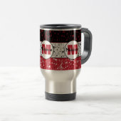 ブラックレッドとシルバーの音楽ノートタンブラー トラベルマグ (正面右)