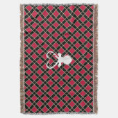 ブラックレッドと市松模様にトナカイシルエット スローブランケット (正面縦)