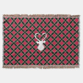 ブラックレッドと市松模様にトナカイシルエット スローブランケット (正面)