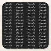 ブラックレッドのミニマリストの追加パーソナライズされた名 スクエアペーパーコースター (正面)