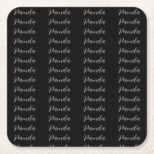 ブラックレッドのミニマリストの追加パーソナライズされた名 スクエアペーパーコースター (正面)