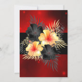 ブラックレッドイエローハイビスカス熱帯フローラパーティー 招待状 (裏面)