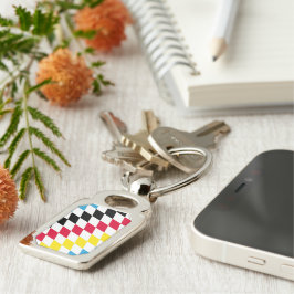 ブラックレッドイエローブルーバイエルダイヤモンド国旗のパターン キーホルダー