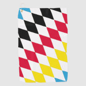 ブラックレッドイエローブルーバイエルダイヤモンド国旗のパターン ゴルフタオル (正面)