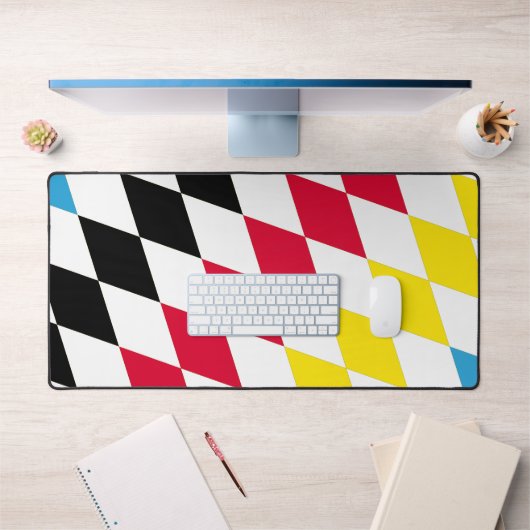 ブラックレッドイエローブルーバイエルダイヤモンド国旗のパターン デスクマット (オフィス1)