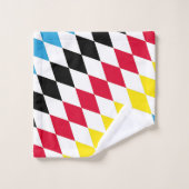 ブラックレッドイエローブルーバイエルダイヤモンド国旗のパターン バスタオルセット (ウォッシュタオル)